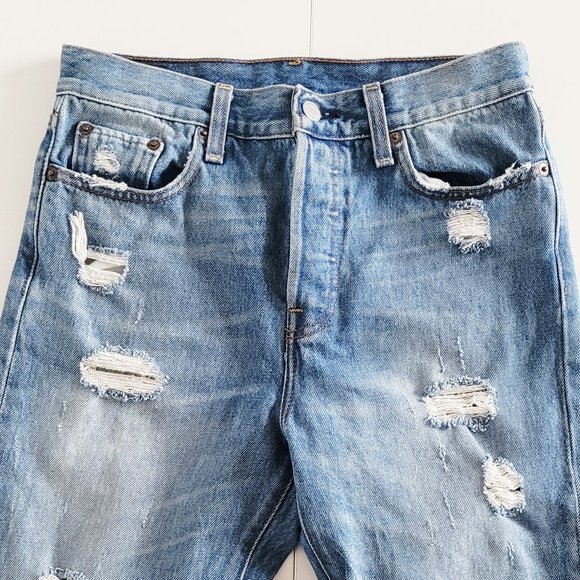 Levi's - Blue Wedgie Icon Straight Jeans In Partner in Crime Wash - Size 26 - Picture 5 of 13